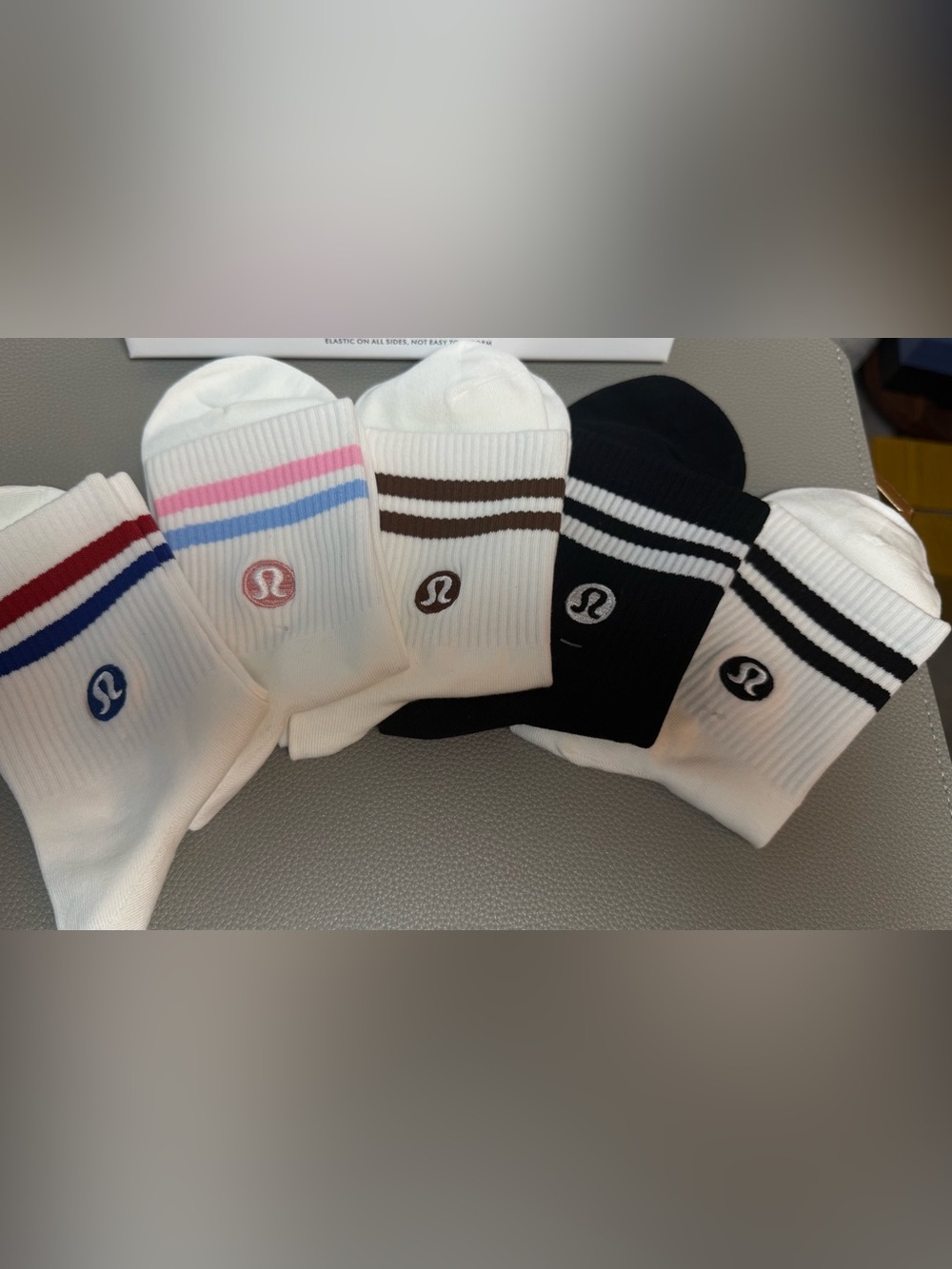 lululemon athletica Men’s Athletic Crew Socks - White, Black, Brown Accents